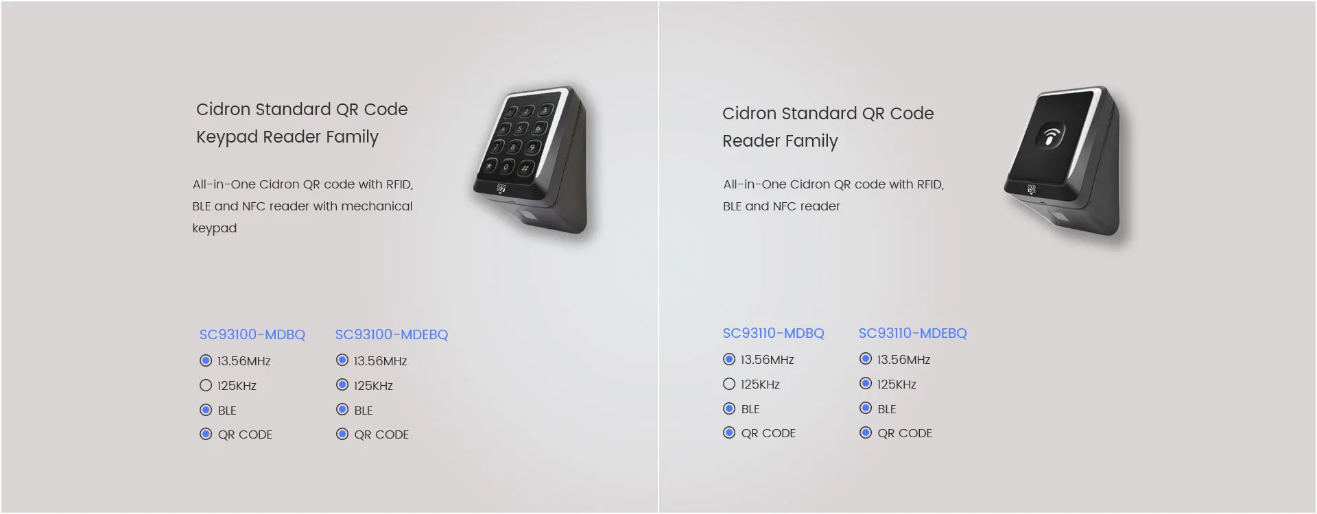Cidron standard QR reader